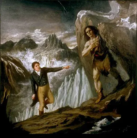 السی راسل. ملاقات بدنام دانشمند و هیولایش بر روی یخچال الهام‌بخش چندین نقاشی بوده است (اثر: السی راسل)