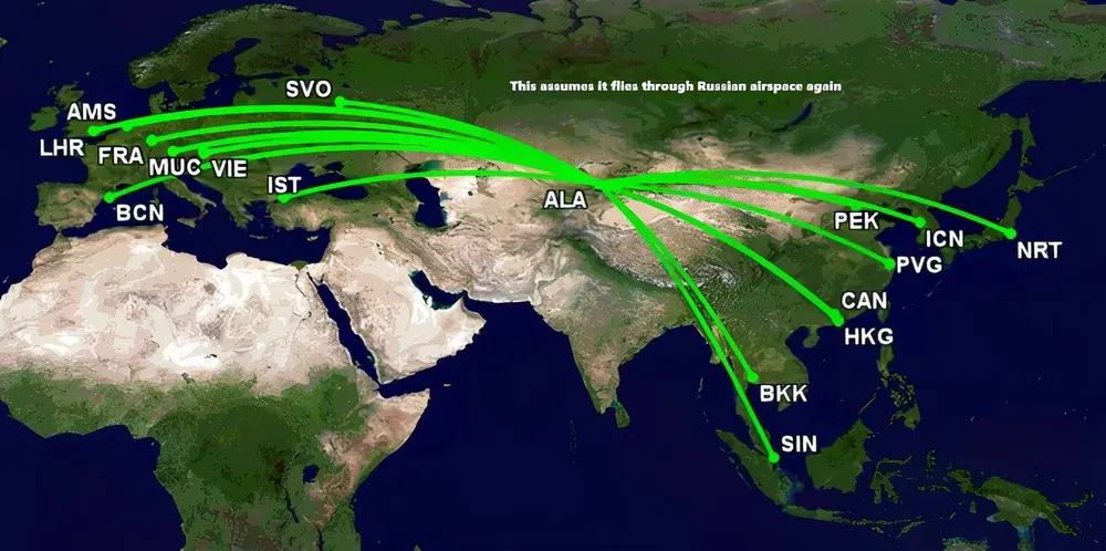 مسیرهای بالقوه ۷۸۷ برای قزاقستان