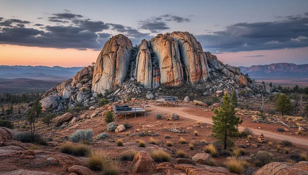 این پناهگاه که مسیرهای گرد و غبار راه شیری در نور گُل‑طلایی سحرگاهی محو می‌شود