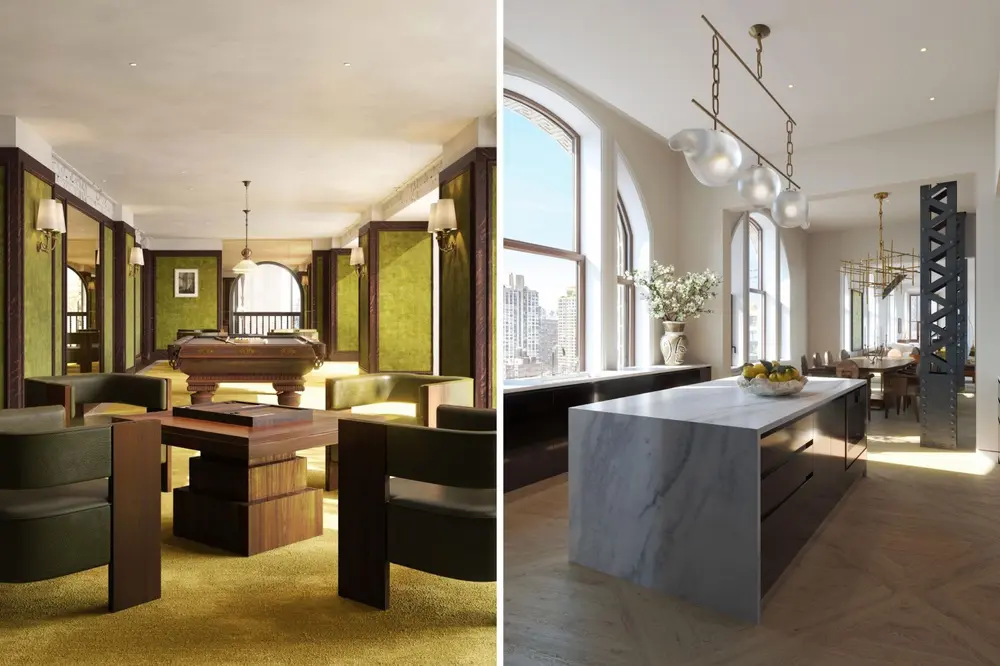 طرحی از یک سالن بازی و فضای آشپزخانه در ساختمان تغییر کاربریدادهشده فلتآیرون.