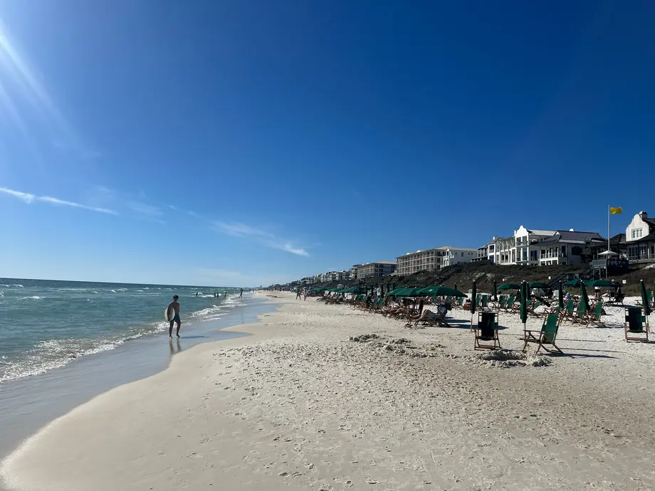 نمایی از ساحل تقریباً خالی در Rosemary Beach